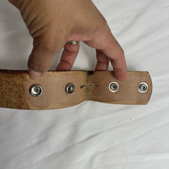 Master Mechanic Hand Tooled camel Belt Size 35 to 45, no buckle, Interchangeable - Picture 6 of 10